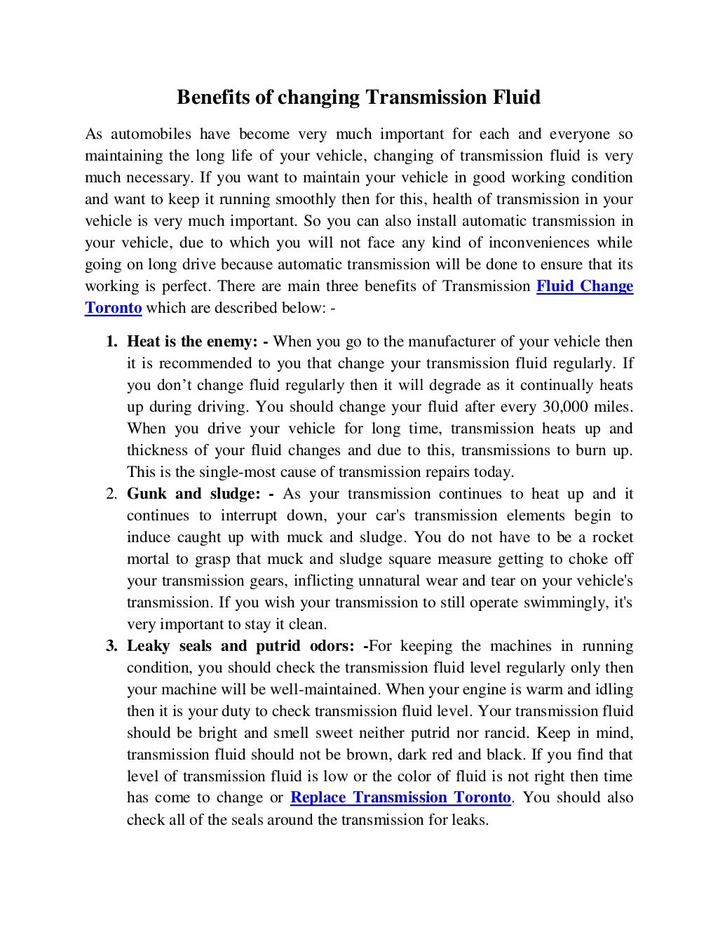 Benefits of changing transmission fluid