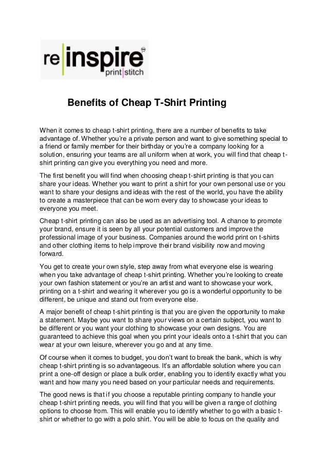 Benefits of Cheap TShirt Printing