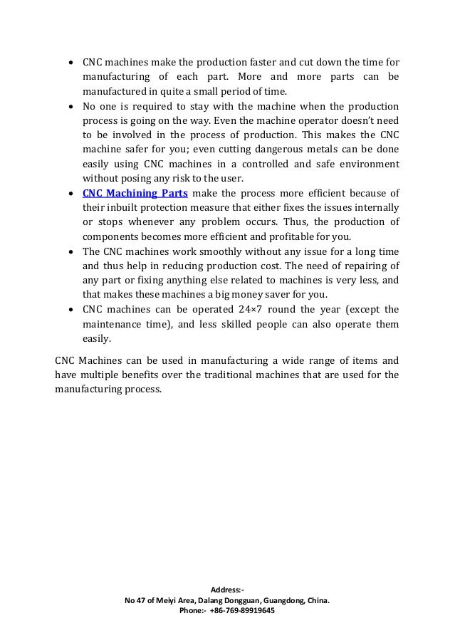 Benefits of computer numerical control