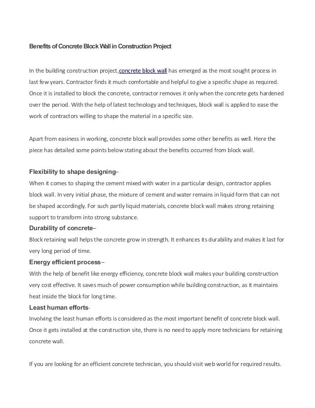 Benefits of concrete block wall in construction project