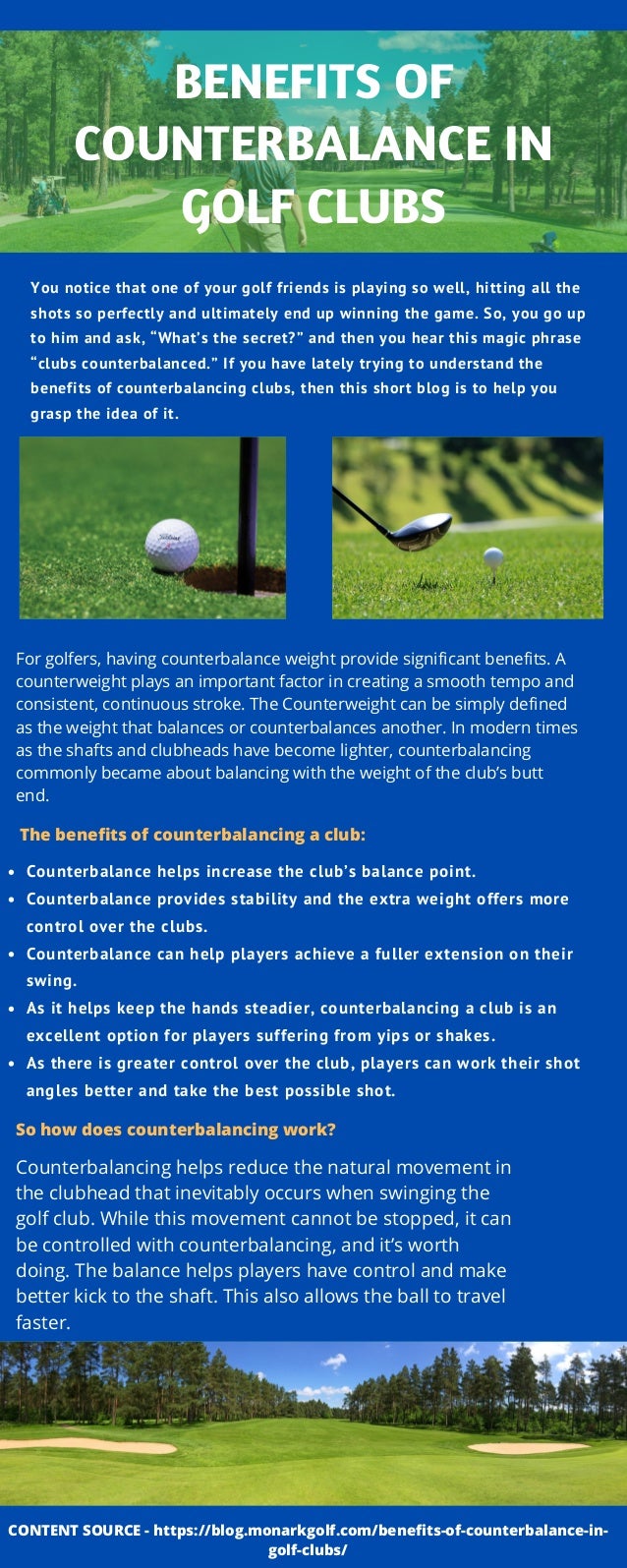 Benefits of counterbalance in golf clubs