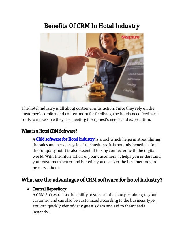 benefits of crm in hospitality industry