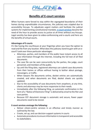 Benefits of E court services
