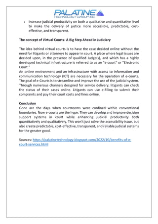 Benefits of E court services