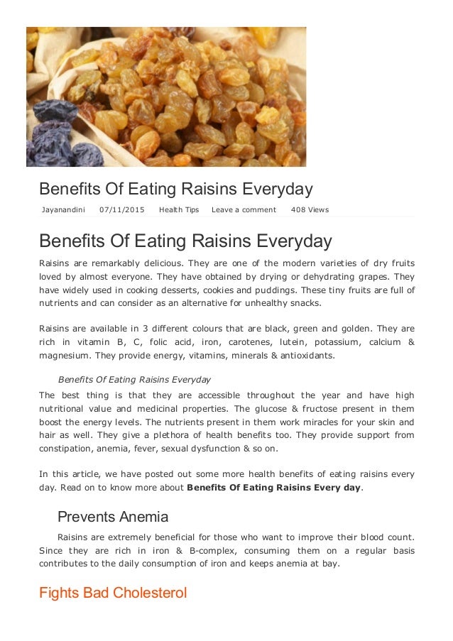 Benefits of eating raisins everyday