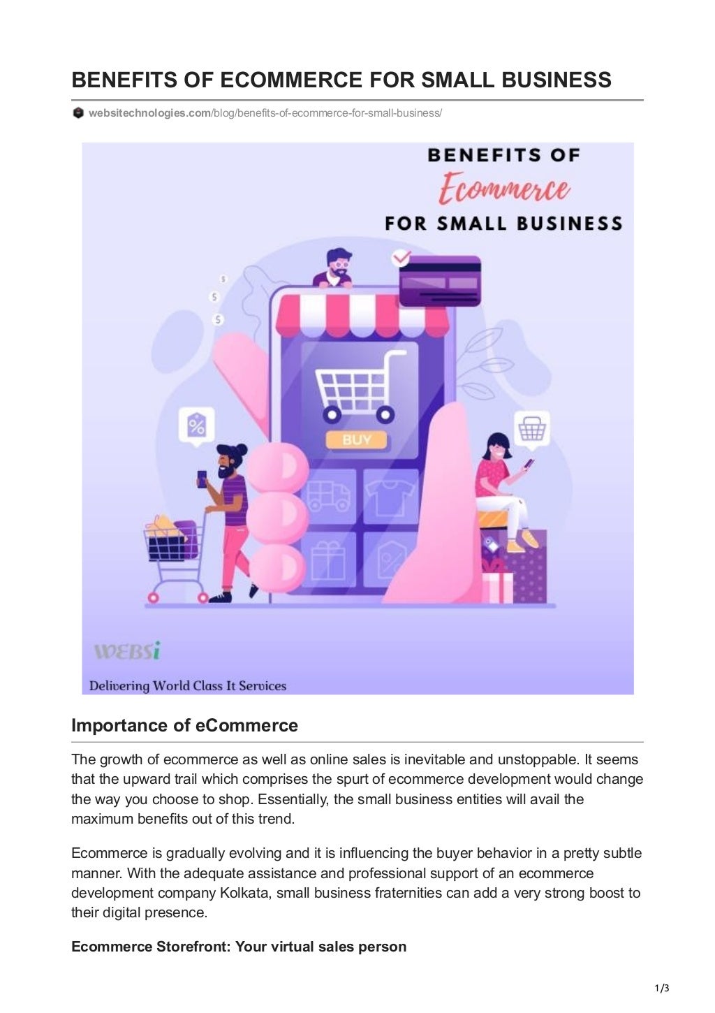 Benefits Of Ecommerce For Small Business