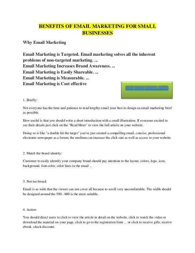 Benefits Of Email Marketing For Small Businesses Business Email Data