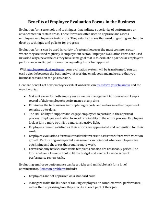 employee performance review forms