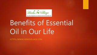 Benefits of Essential
Oil in Our Life
HTTPS://WWW.HERBSVILLAGE.COM
 