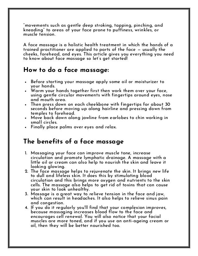 Benefits of face massage