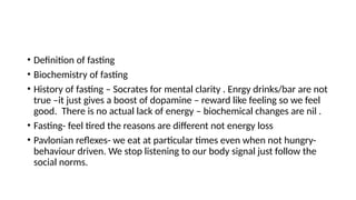 benefits of fasting and physiology of fasting | PPTX