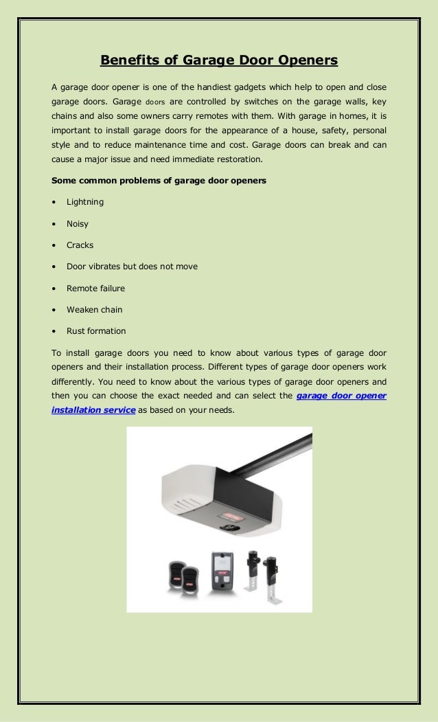 Benefits Of Garage Door Openers