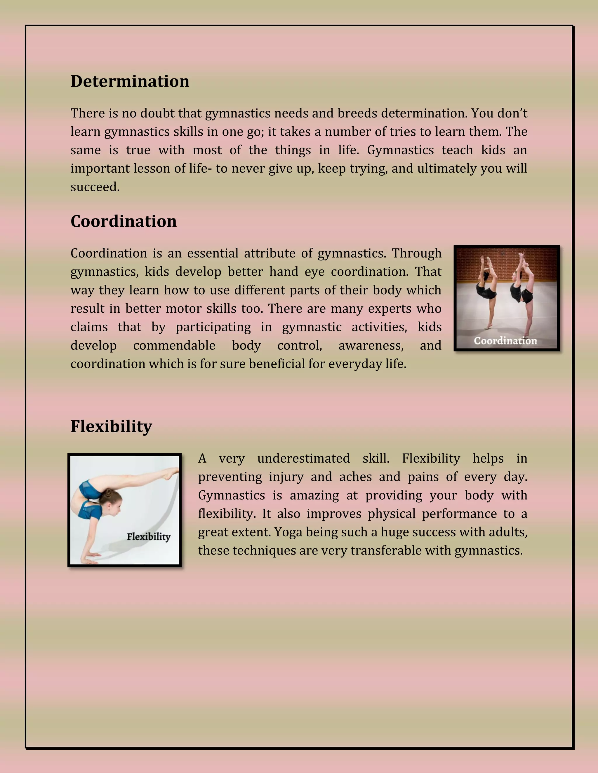 Benefits of gymnastics for kids then exercise PDF