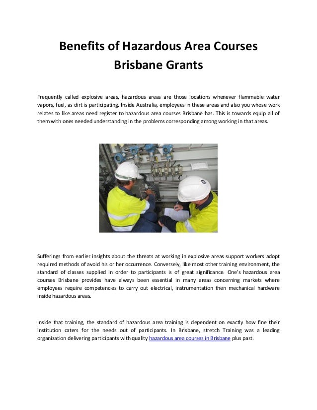 Benefits of hazardous area courses brisbane grants