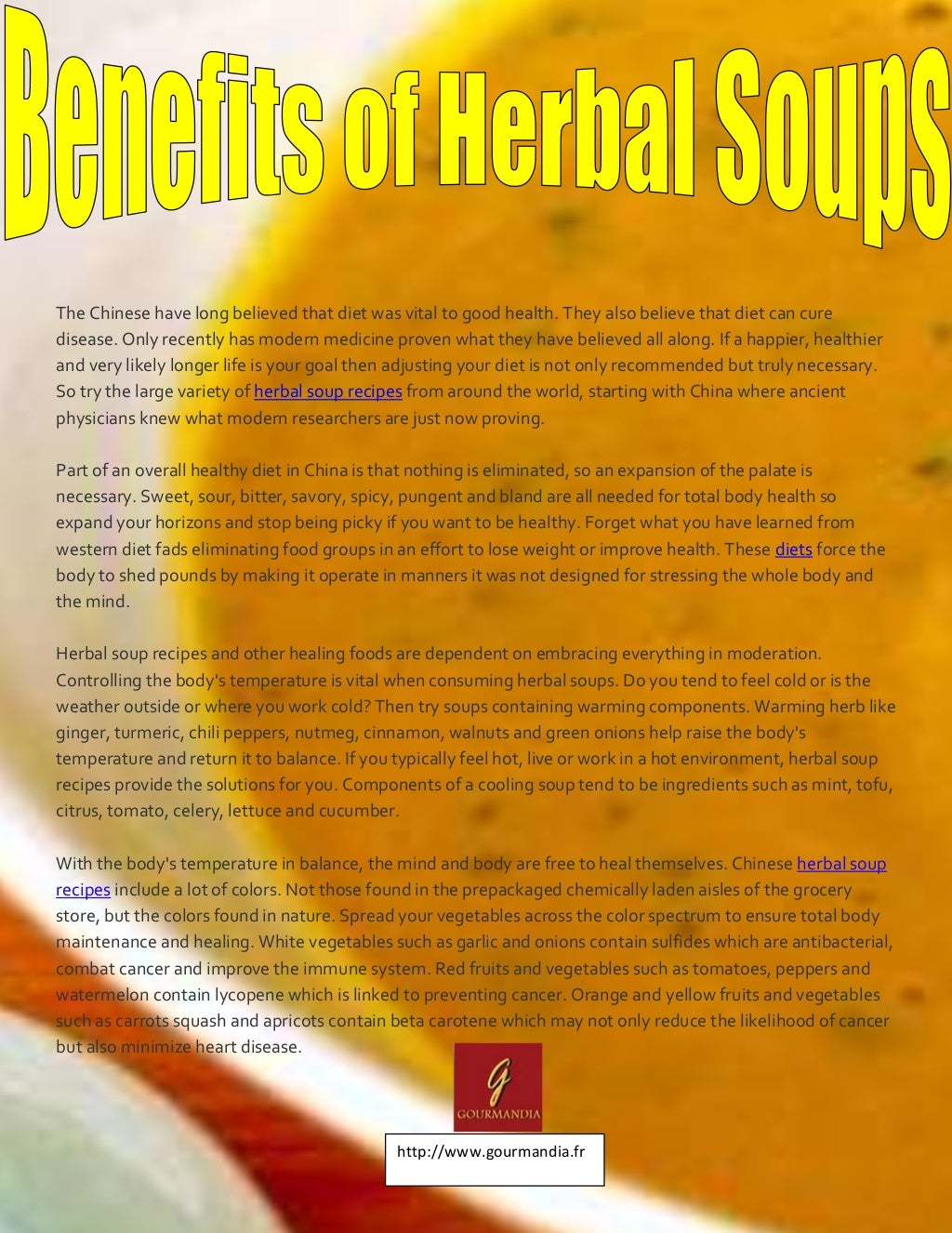 Benefits of herbal soups