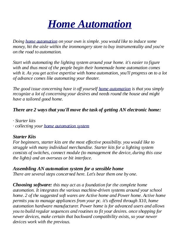 Benefits of home automation