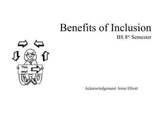 Benefits of Inclusion
BS 8th
Semester
Acknowledgement: Irene Elliott
 