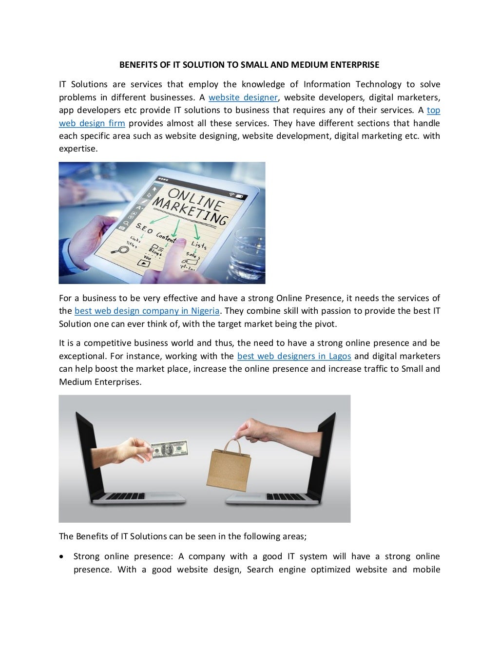Benefits of it solutions to small and medium enterprises
