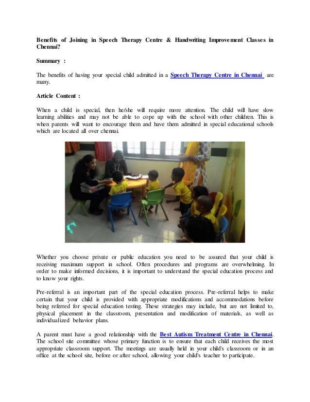 Benefits of Joining in Speech Therapy Centre & Handwriting Improvement