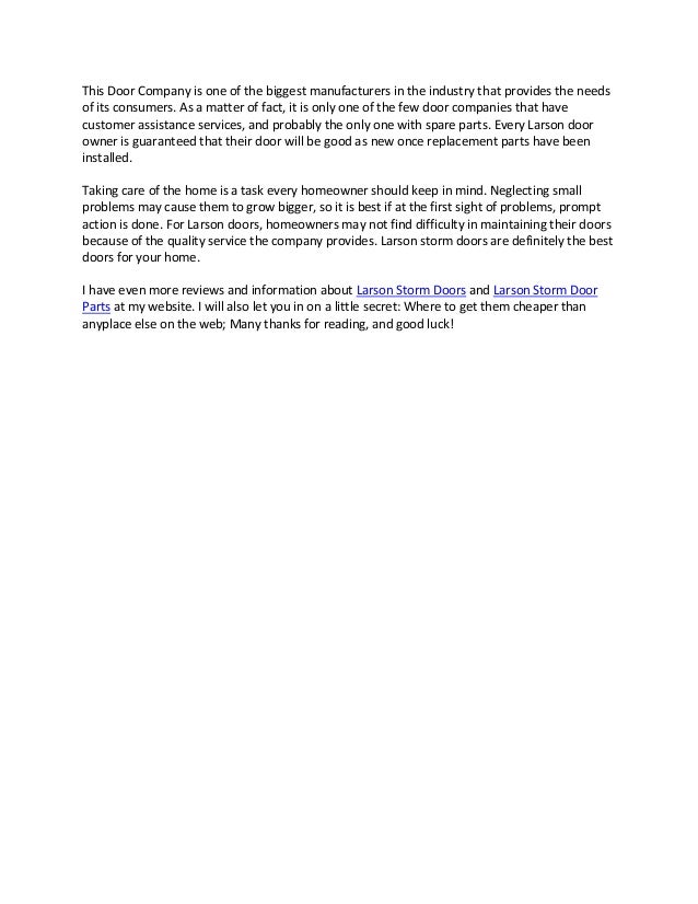 Benefits Of Larson Storm Door Parts And Replacement