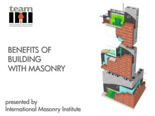BENEFITS OF
 BUILDING
 WITH MASONRY



presented by
International Masonry Institute
 