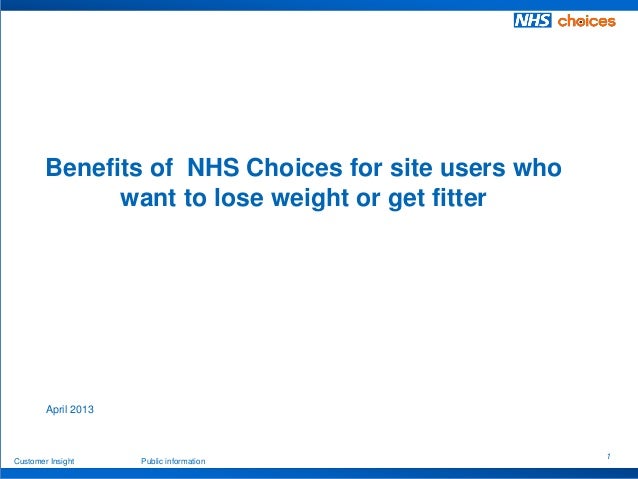 Benefits Of Nhs Choices For Those Wanting To Lose Weight Or Get Fitt