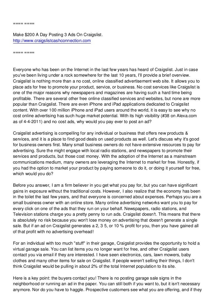 How And Why To Advertise On Craigslist