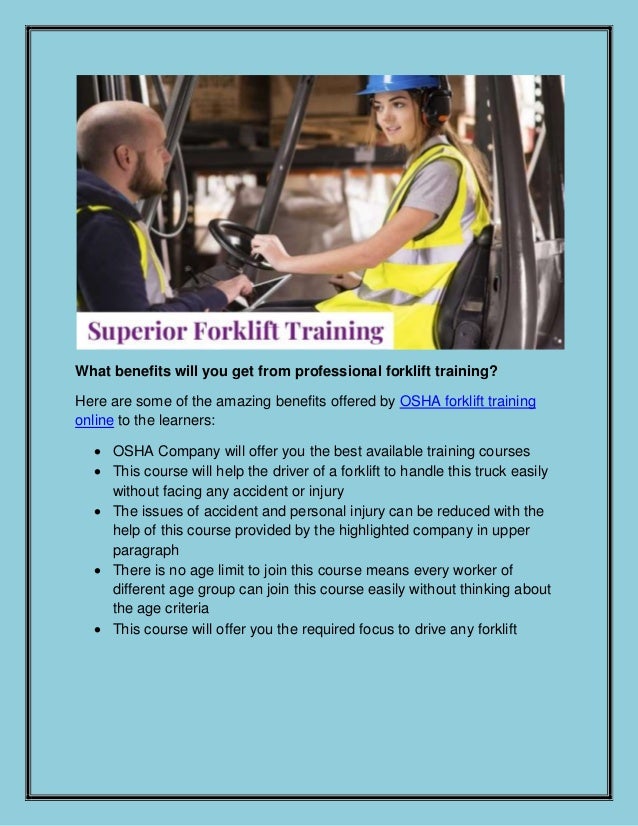 Benefits Of Online Forklift Training