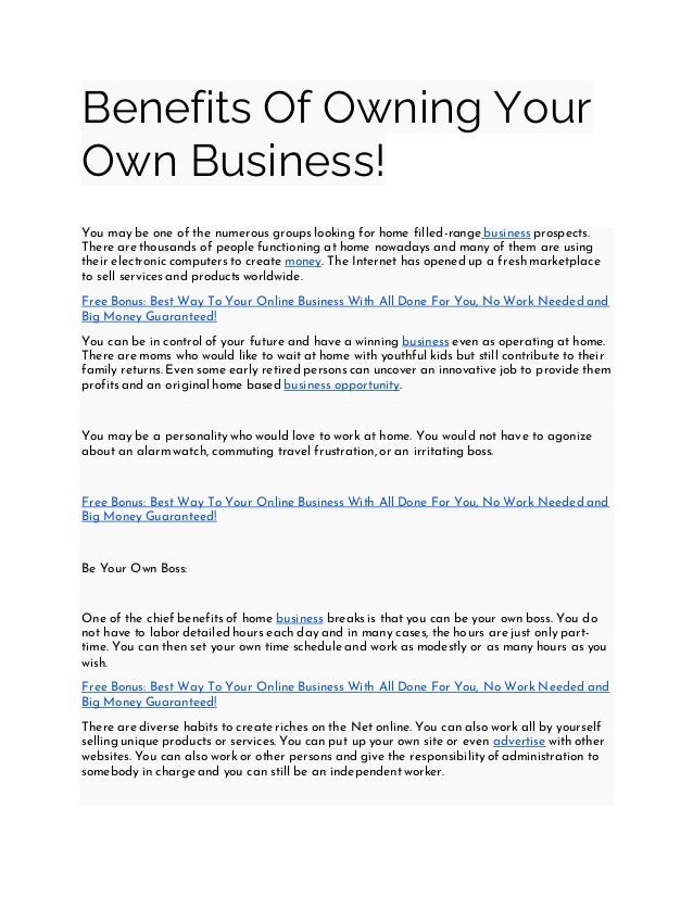 Benefits Of Owning Your Own Business!