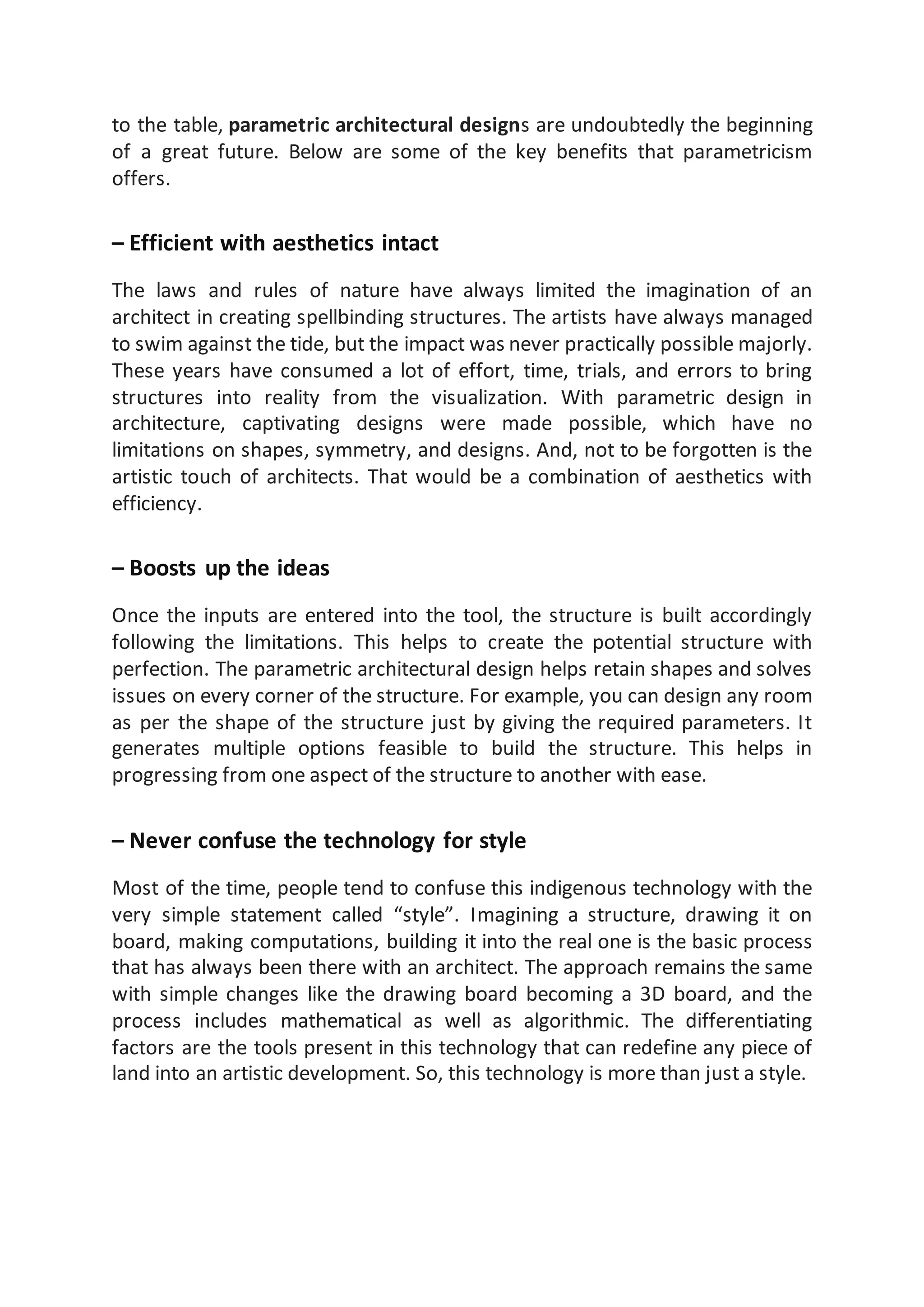Benefits of parametric design in architecture | DOCX