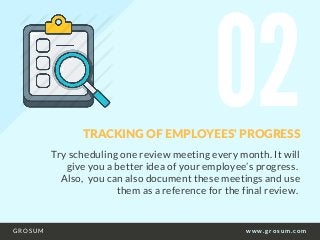 02Try scheduling one review meeting every month. It will
give you a better idea of your employee’s progress. 
Also,  you c...