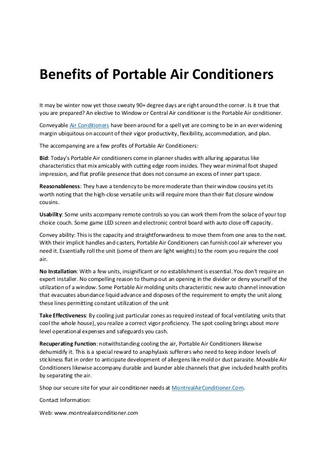Benefits of portable air conditioners