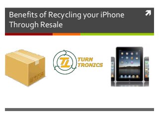 Benefits of Recycling your iPhone
Through Resale
 