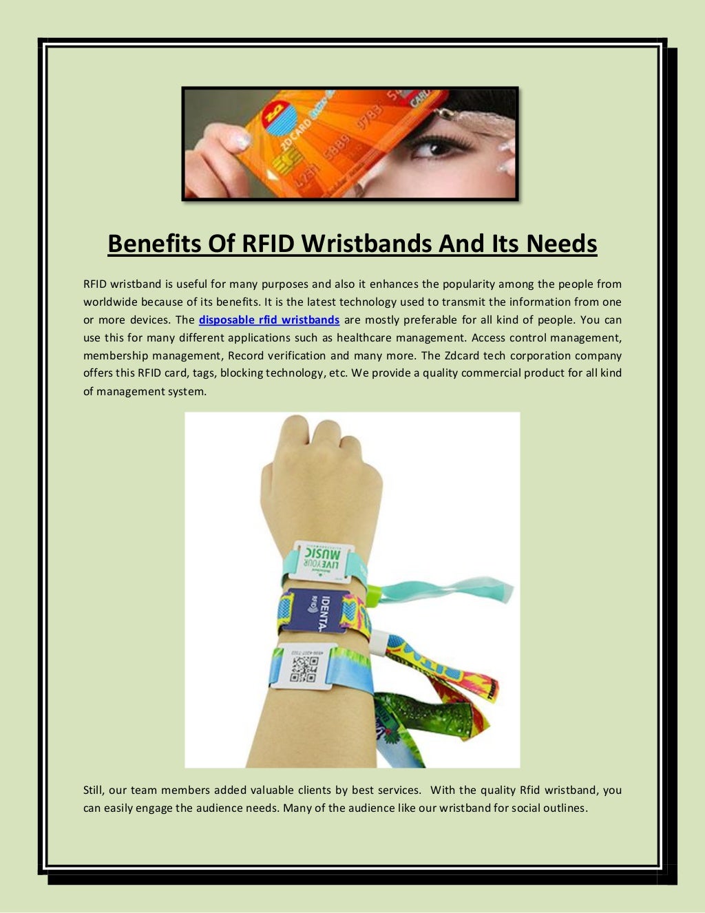 Benefits of rfid wristbands and its needs