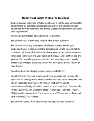 Benefits of social media