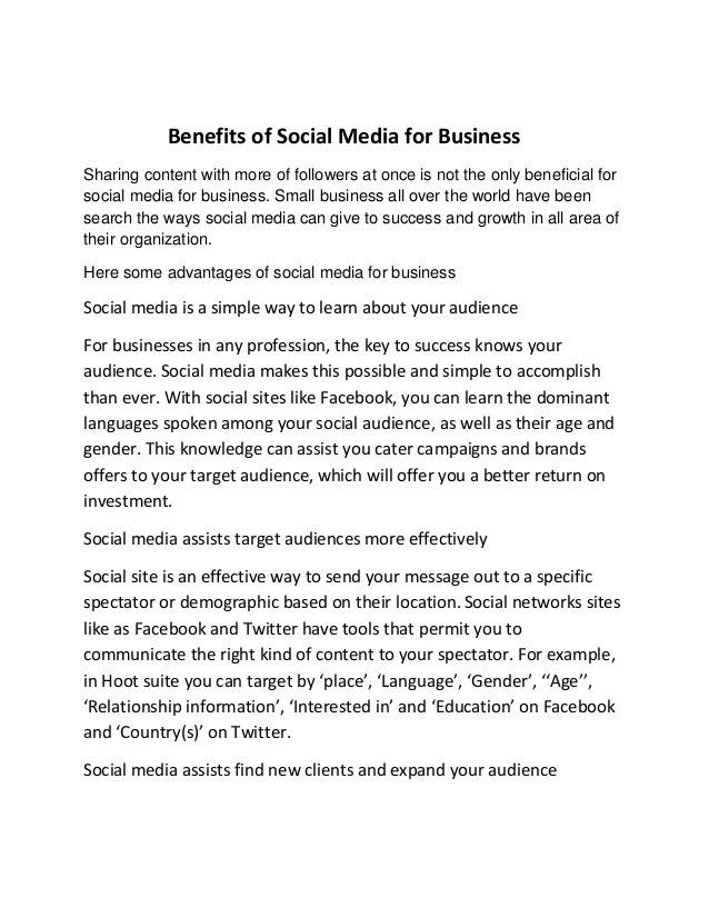 Benefits of social media