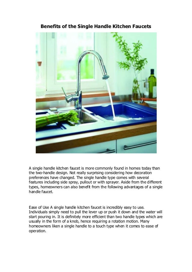 Benefits Of The Single Handle Kitchen Faucets