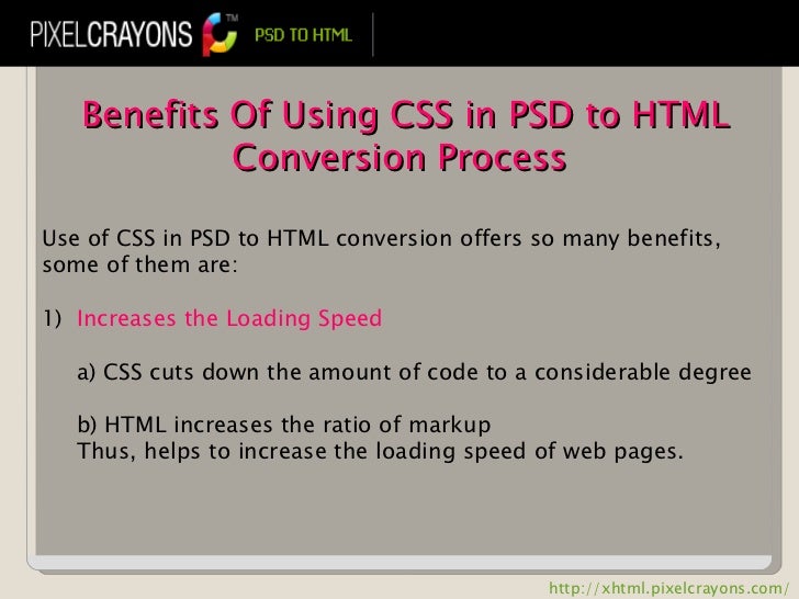Benefits of using css in psd to html conversion process