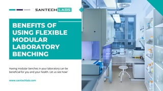 BENEFITS OF
USING FLEXIBLE
MODULAR
LABORATORY
BENCHING
Having modular benches in your laboratory can be
beneficial for you and your health. Let us see how!
www.santechlab.com
 