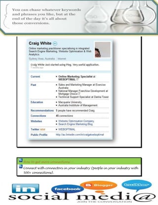 Twitter profile URL--  your twitter profile should contain keyword like -Linkedin.com/vivaconnect