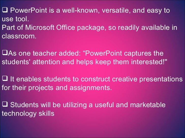 benefits of using powerpoint presentation in the classroom