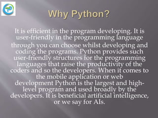 Benefits & features of python |Advantages & disadvantages of python | PPTX