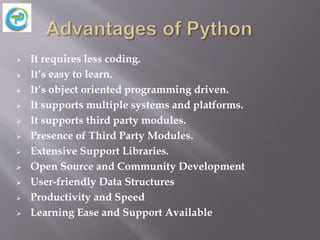 Benefits & features of python |Advantages & disadvantages of python | PPTX