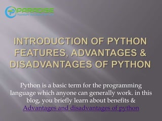 Benefits & Advantages of Python Programming Language | PPT