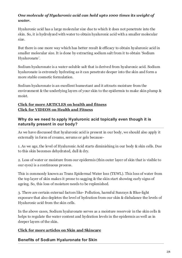 Benefits of using Sodium Hyaluronate on skin