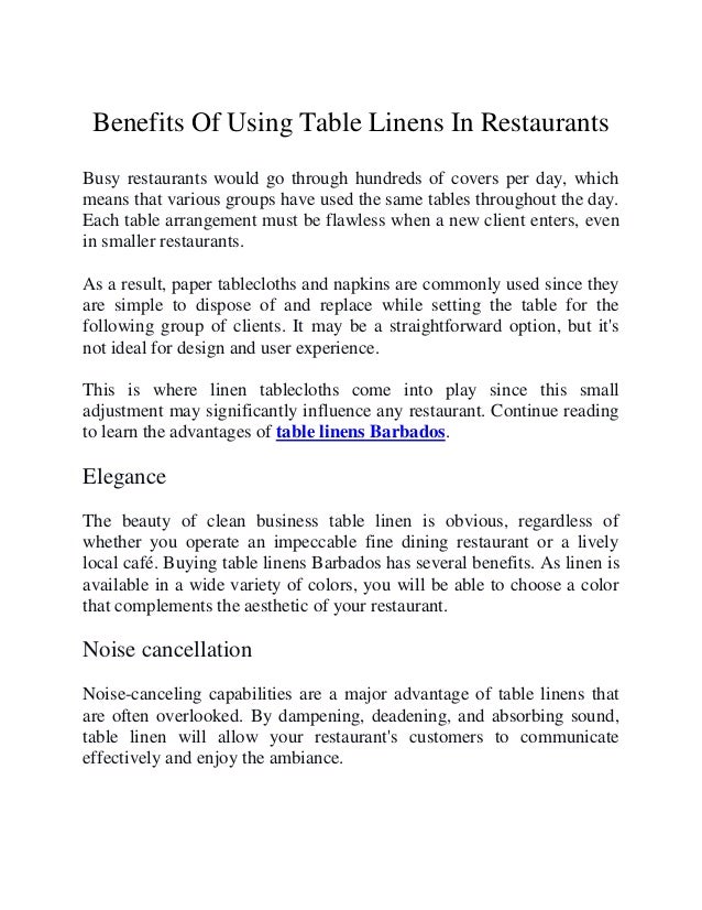 Benefits Of Using Table Linens In Restaurants