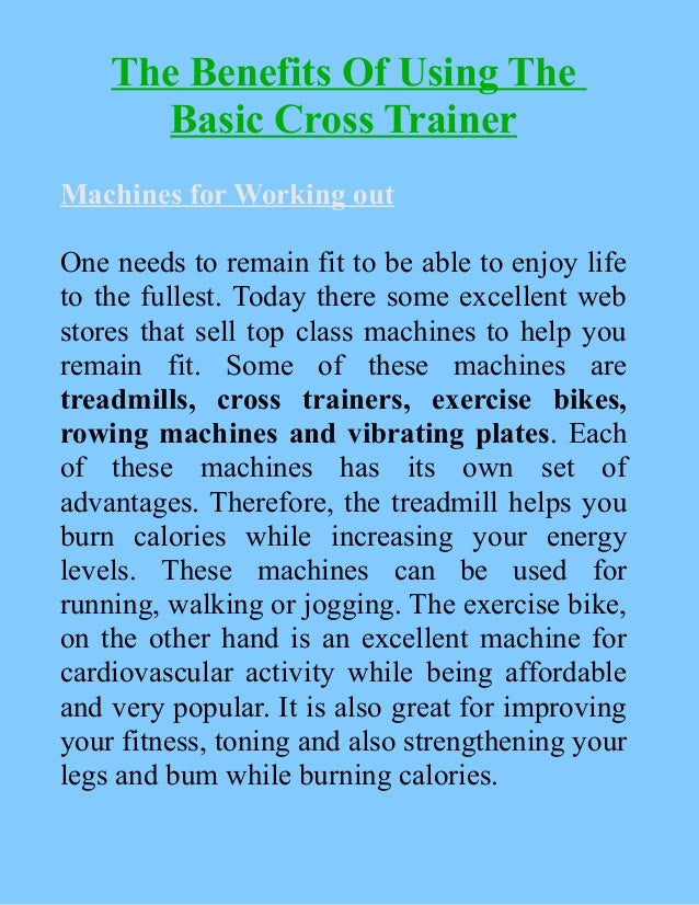 Benefits of Using the Basic Cross Trainer Branx Fitness