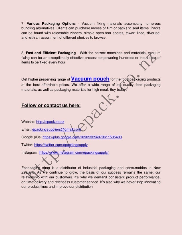 Benefits of vacuum packaging