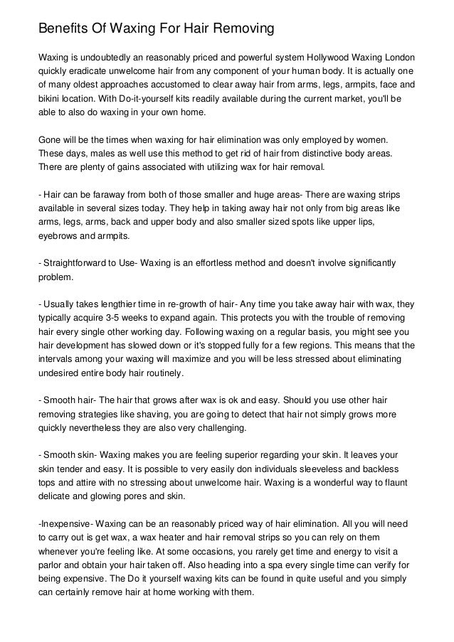 Benefits Of Waxing For Hair Removing