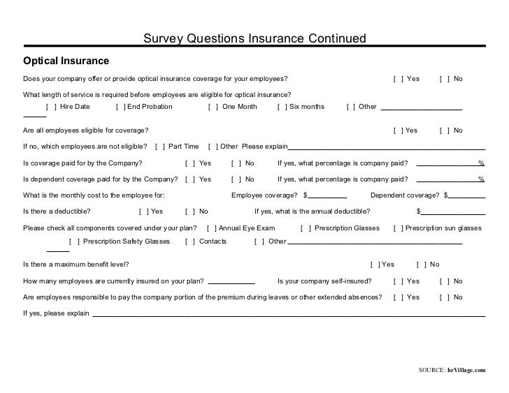 employee benefit survey questionnaire